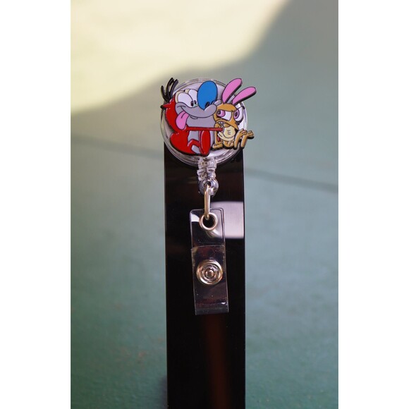 Ren and Stimpy Cute Retractable Id Badge Reel Holder Nickelodeon Cartoon - Picture 5 of 5